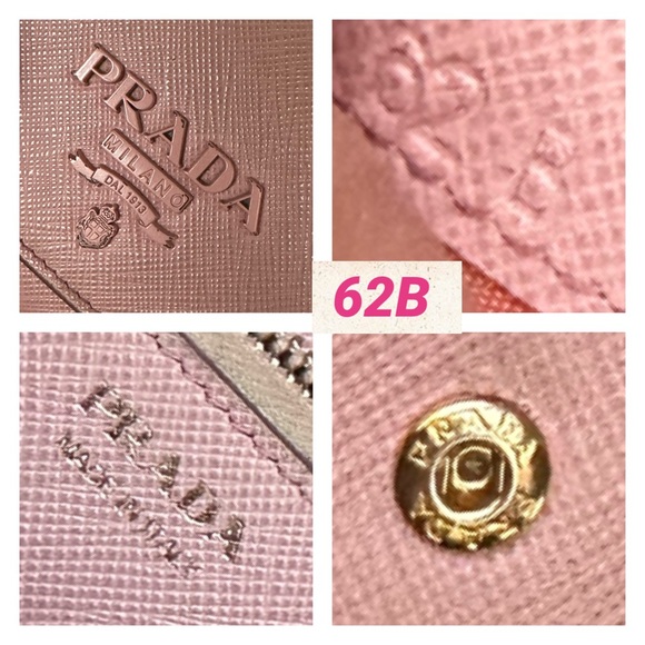 💯 PRADA Logo Plate Pale Pink Saffiano Leather Wallet on Chain w/ auth cert - Picture 8 of 13